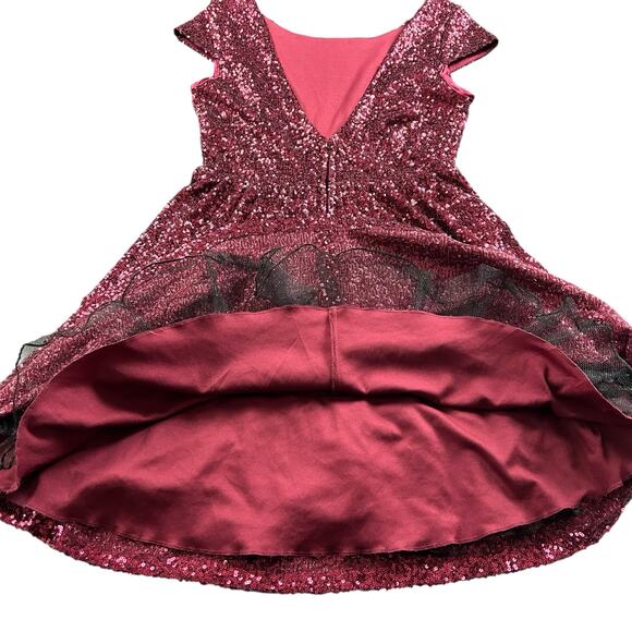 Speechless Sequined Skater Dress Sze 7 Burgundy Red Open Back Formal Event Flare - Picture 8 of 14